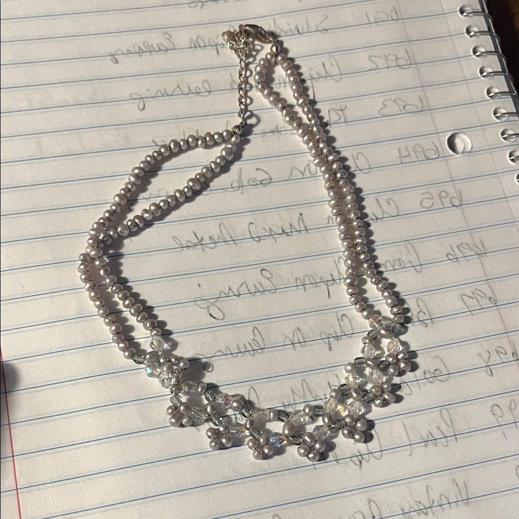 Elegant Silver Bead Pearl Necklace 954